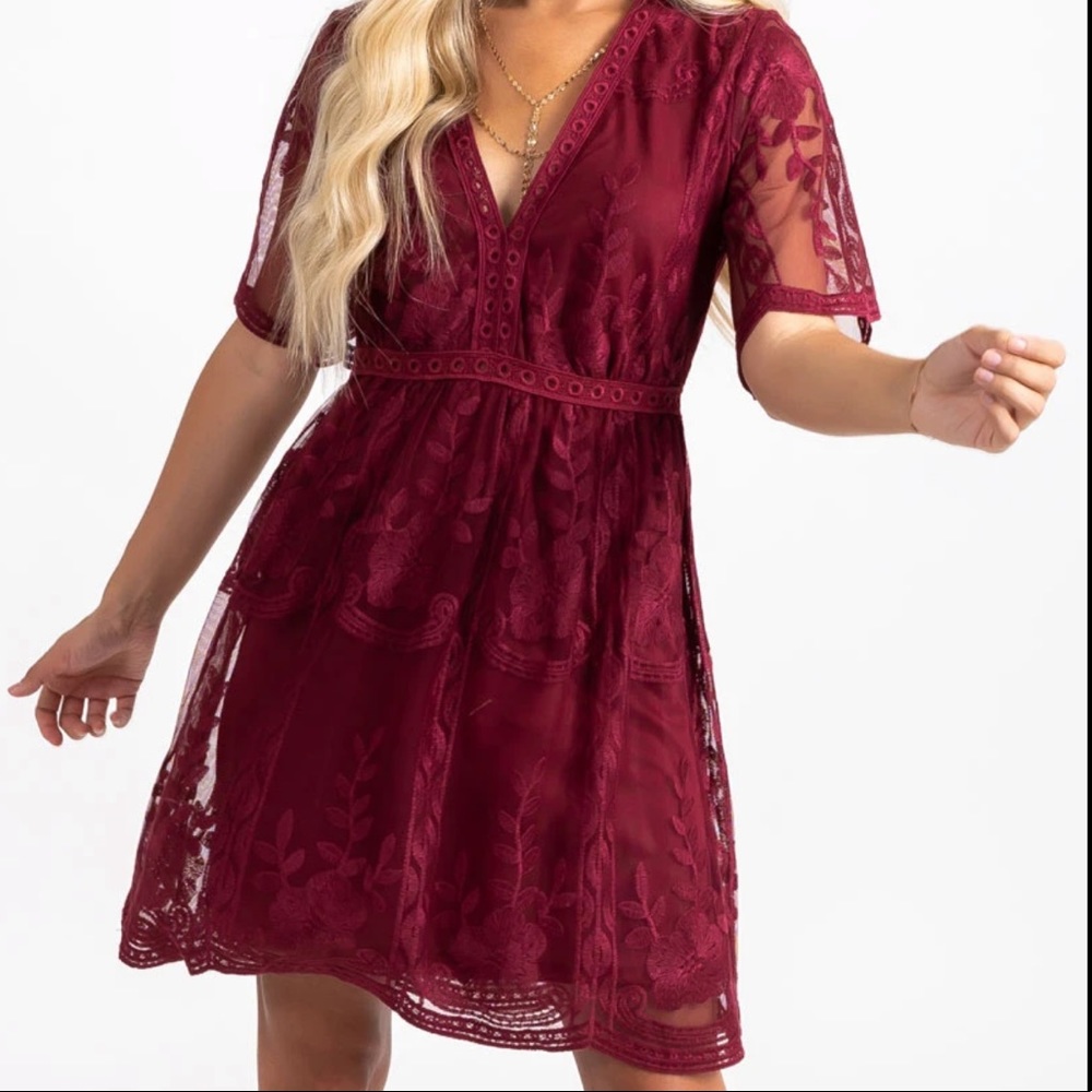 Bella Ella Light My Fire Burgundy Dress